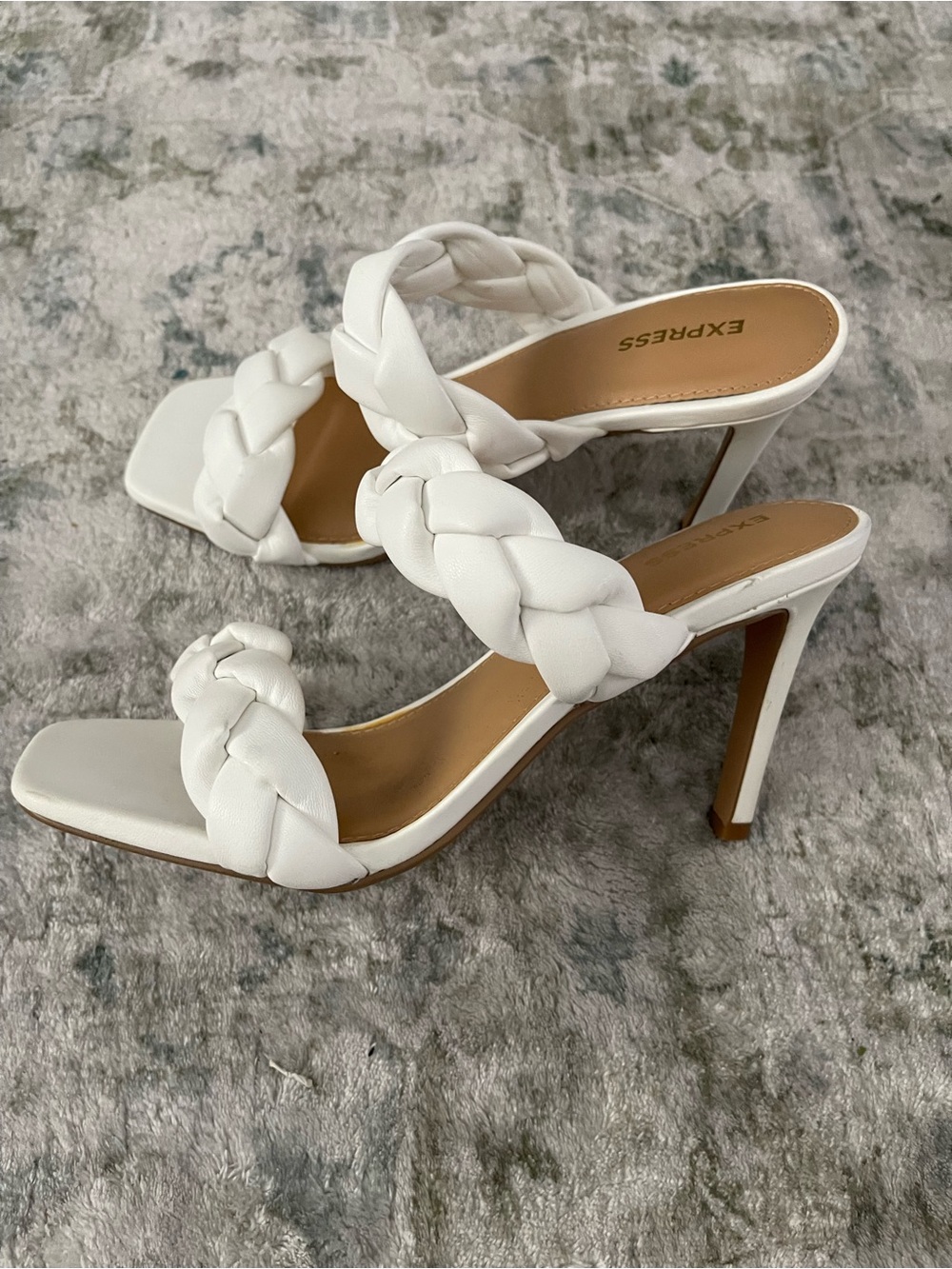 White braided Sandal Heels